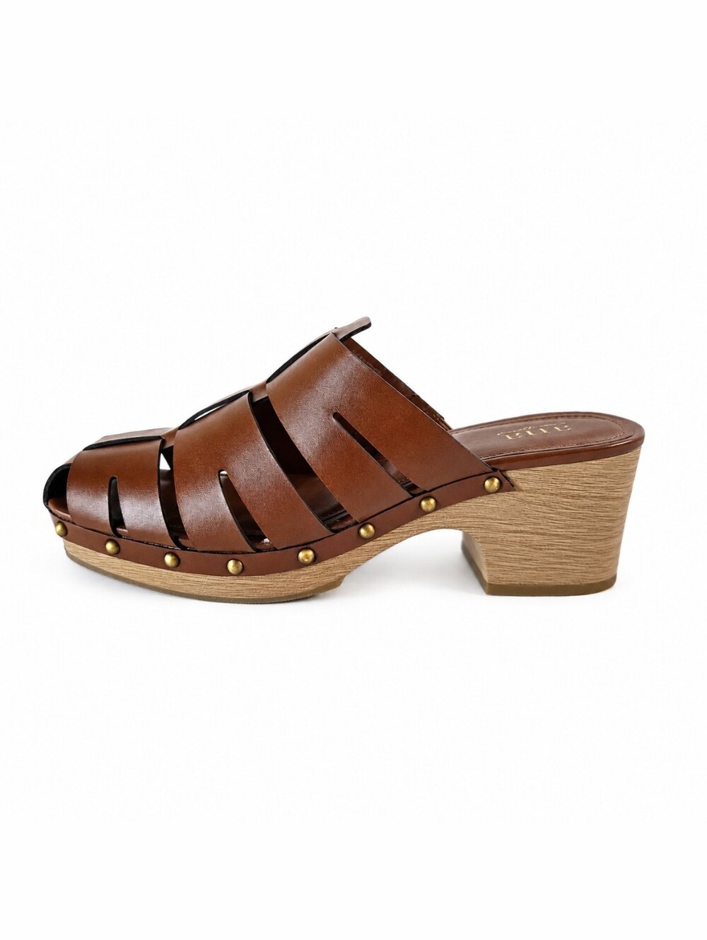 a.n.a. Fernberg Brown Fisherman Clog Mule Sandals Size 9.5M Studded Boho Retro